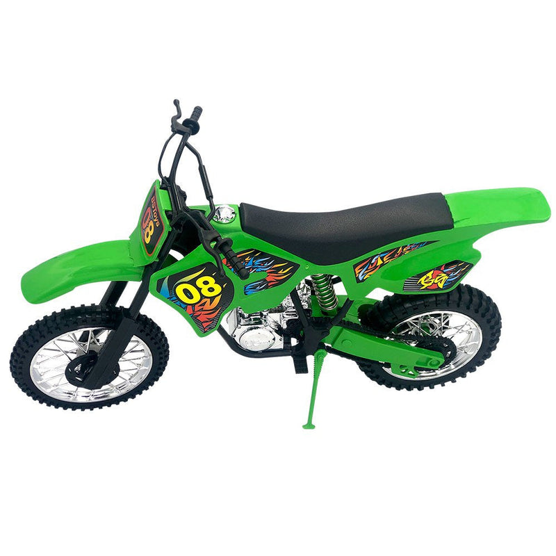 Moto de Motocross de Brinquedo com Apoio - Verde - Presente Park