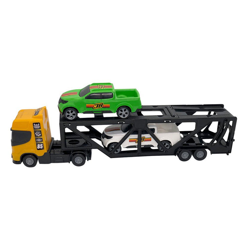 Mini Cegonheiro de Brinquedo com 2 Carrinhos - Amarelo - Presente Park