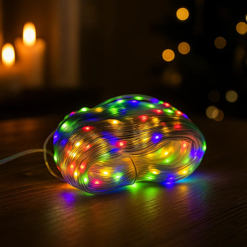 Cordão Pisca Pisca Led Linha 10M Lampadas 8 Modos Fio Crystal Formato Gota Natal Ano Novo