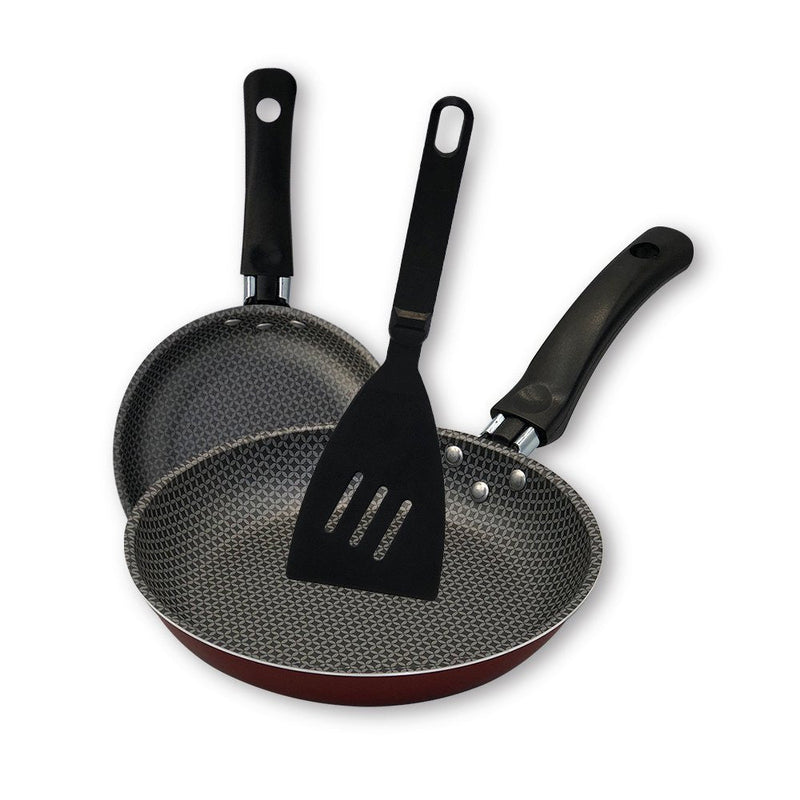 Kit Frigideira Enjoy Francesa 18/22cm Com Espatula Vermelho - Presente Park