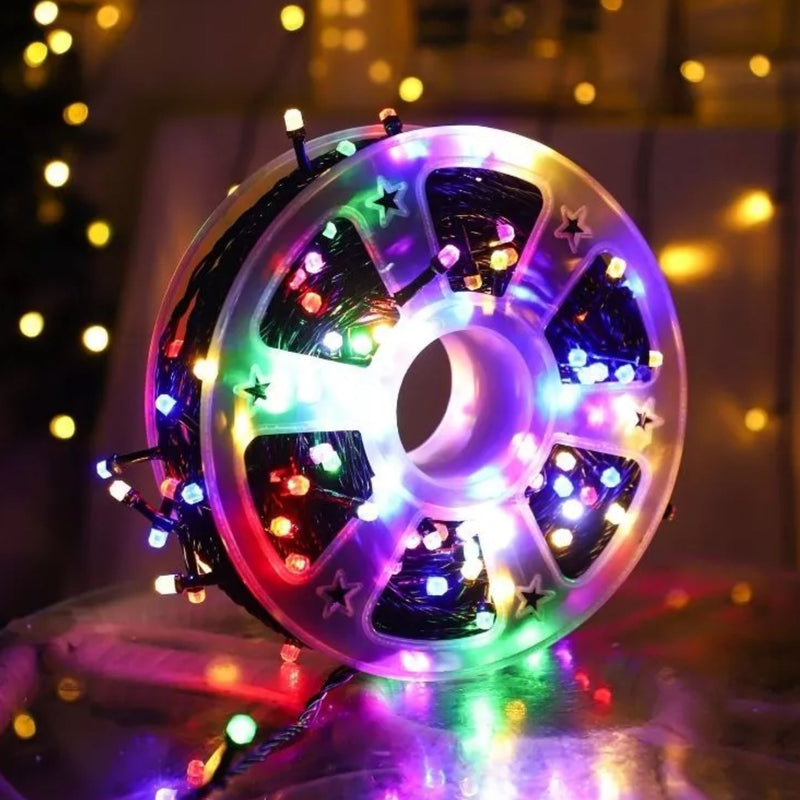 Cordão Pisca Pisca Led de Natal Rolo 200 Lampadas 50M 110V Tomada 8 Funções