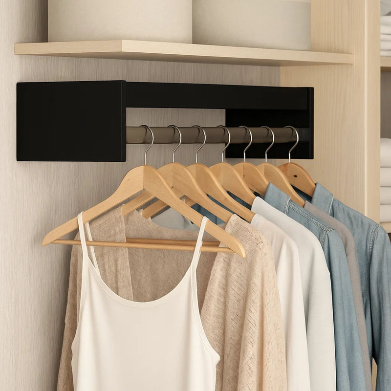 Cabideiro Arara de Parede para Roupas 60cm Madeira MDF Guarda Roupa Closet Loja