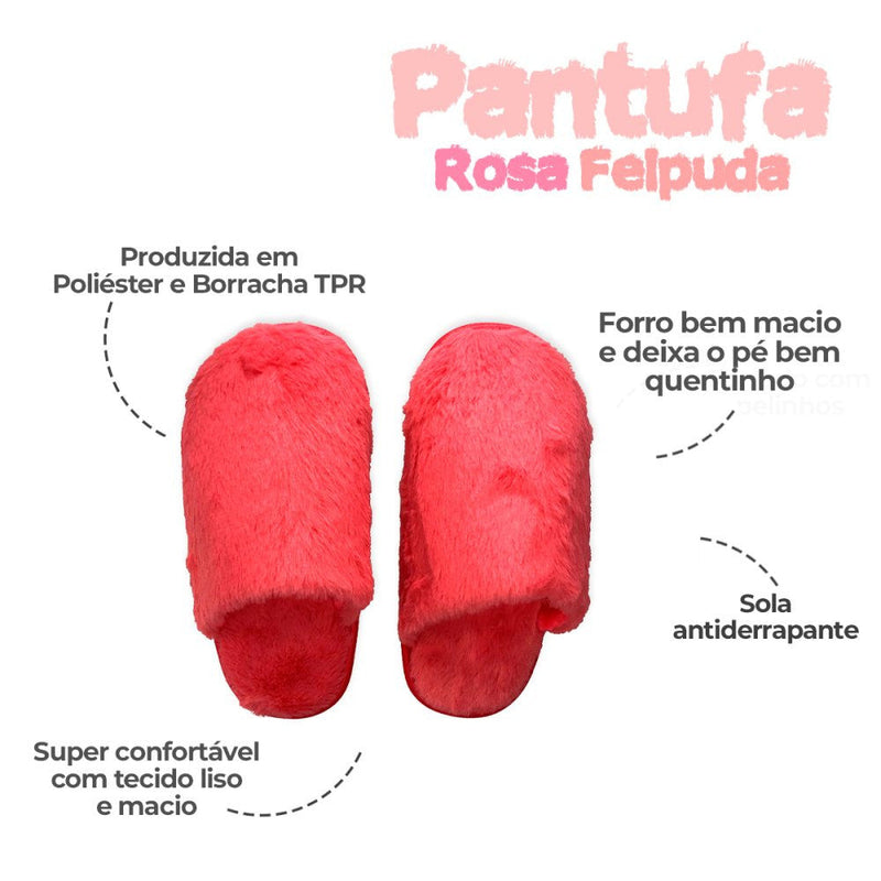 Pantufa Feminina Felpuda Pink - Presente Park