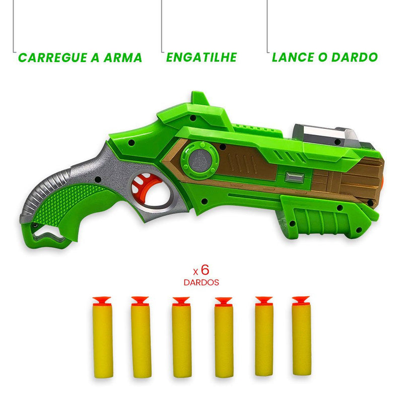 Kit Pistola Lançadora Dardos com Máscara - Verde - Presente Park
