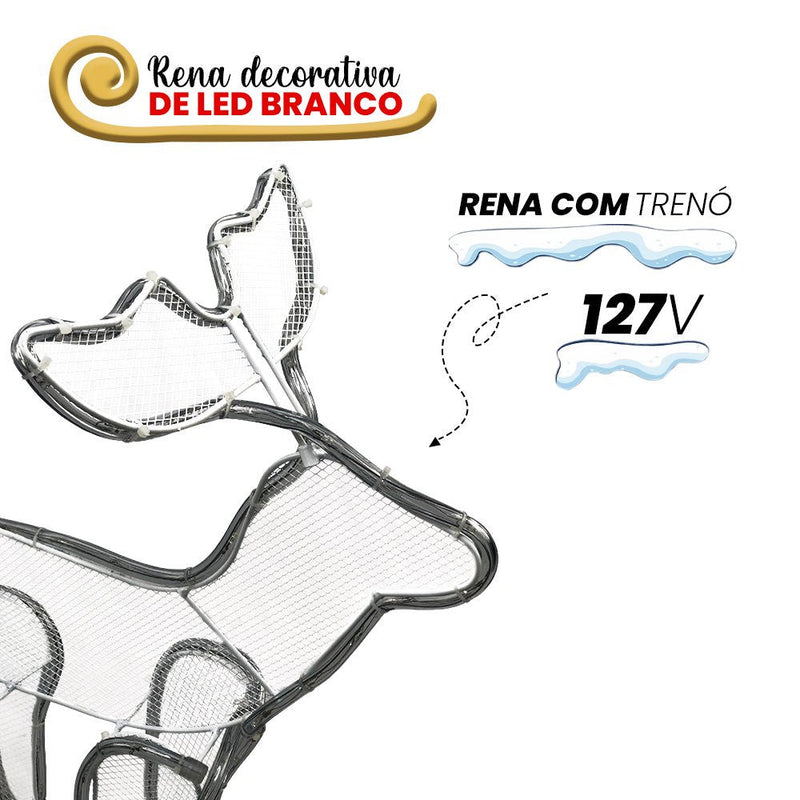 Armação de Rena com Trenó Natalina Led 127v - Presente Park