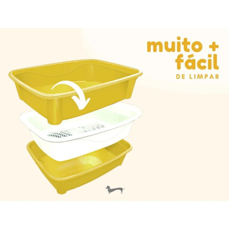 Banheira Caixa De Areia Higiênica Gatos 3 Peças Furacão Pet - VERMELHA - Presente Park