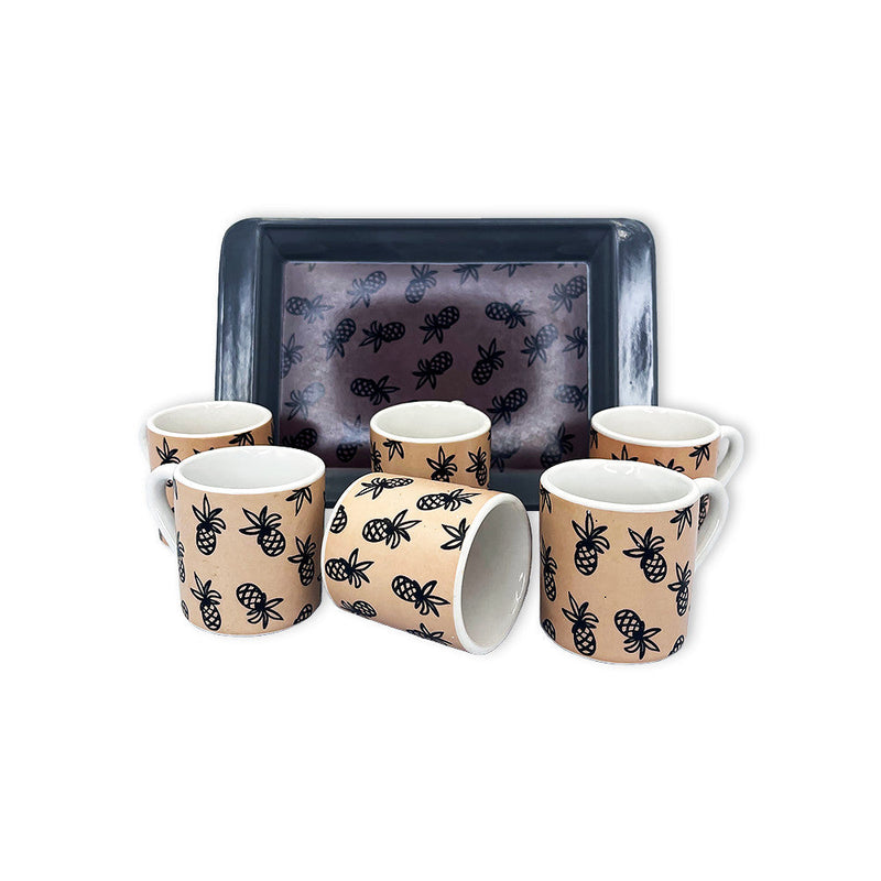 Jogo Xícaras De Café Coffee 85 Ml 6 Peças C/ Bandeja - Presente Park