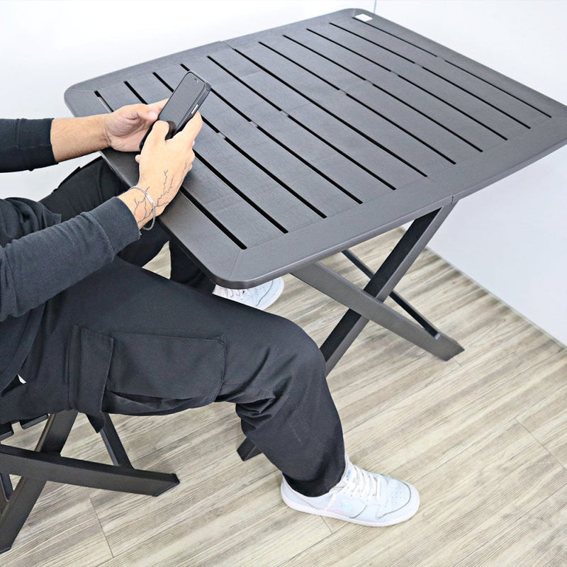Mesa Quadrada Dobrável Preta - Presente Park
