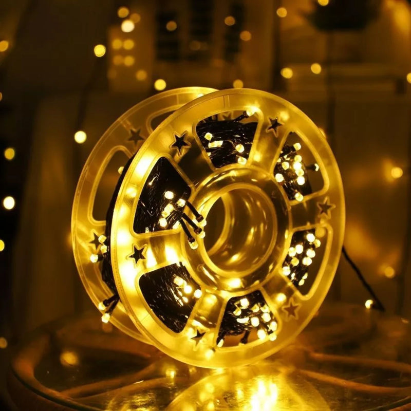 Cordão Pisca Pisca Led de Natal Rolo 200 Lampadas 50M 110V Tomada 8 Funções