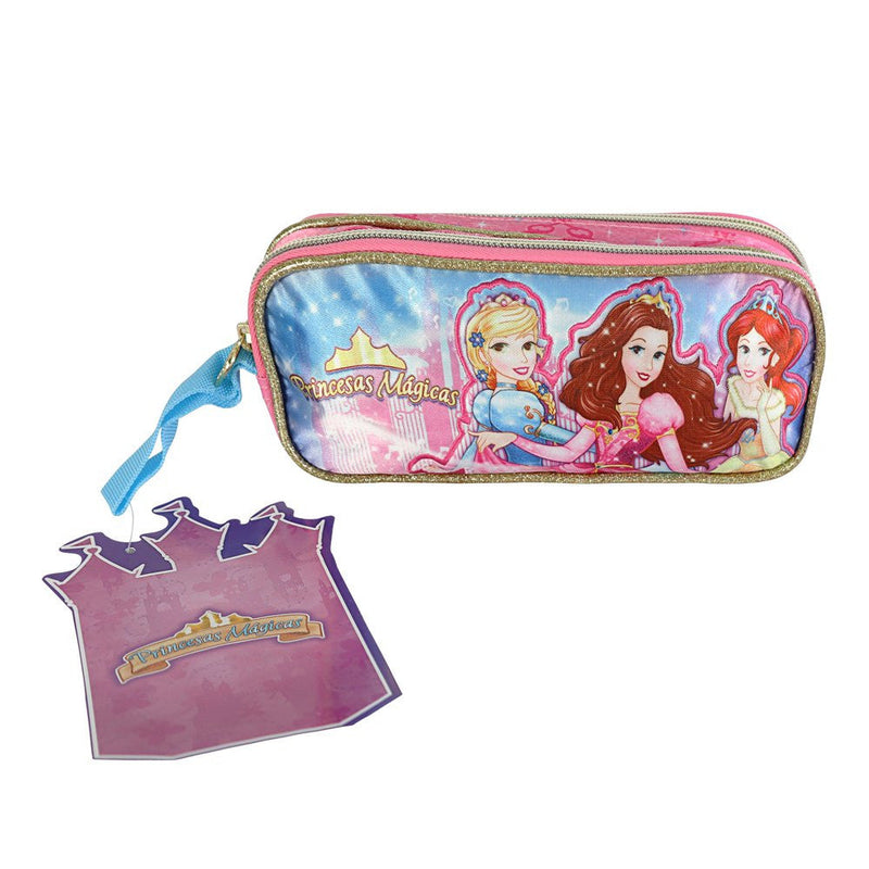 Estojo Escolar Princesas Mágicas com 2 Compartimentos - Presente Park