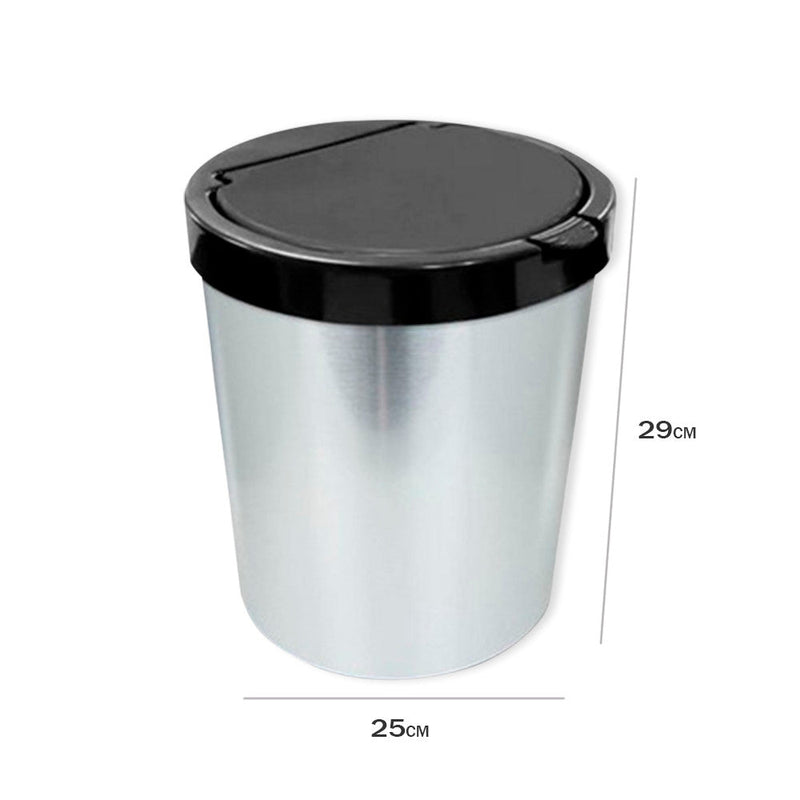 Lixeira Cesto 10 Litros Tampa Click Label Redonda Cor Prata Inox - Presente Park