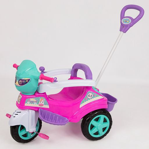 Triciclo Rosa para Passeio com Empurrador - Menina - Presente Park