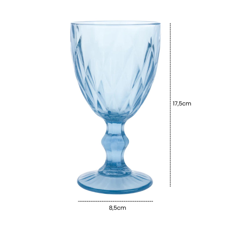 Jogo 6 Taças Diamond 330ml Vidro Reforçado Bico de Jaca Luxo para Água Vinho Suco