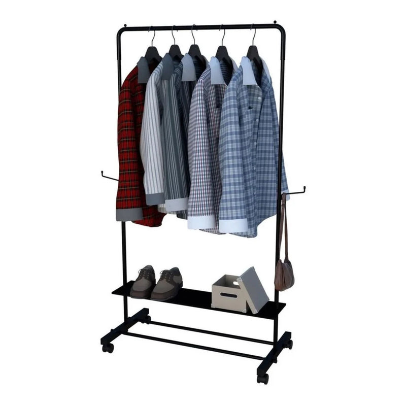 Cabideiro Arara de Roupa Aço Sapateira com Rodinhas para Quarto Closet Vitrine Loja