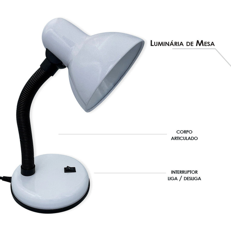 Luminária de Mesa Flexível Cômoda Escrivaninha - Presente Park