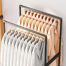 Arara de Roupas Cabideiro Duplo Multiuso com 3 Prateleiras Organizadoras de Piso Chão