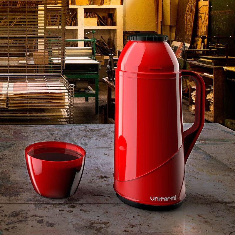 Garrafa térmica Unitermi Roma de vidro 0.5L - Vermelha - Presente Park