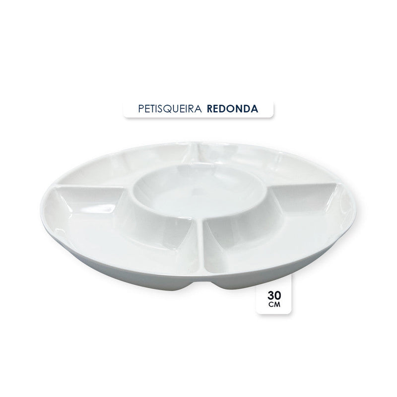 Petisqueira Redonda 5 Divisórias Frios Queijo E Doce Churrasco 30cm - Presente Park