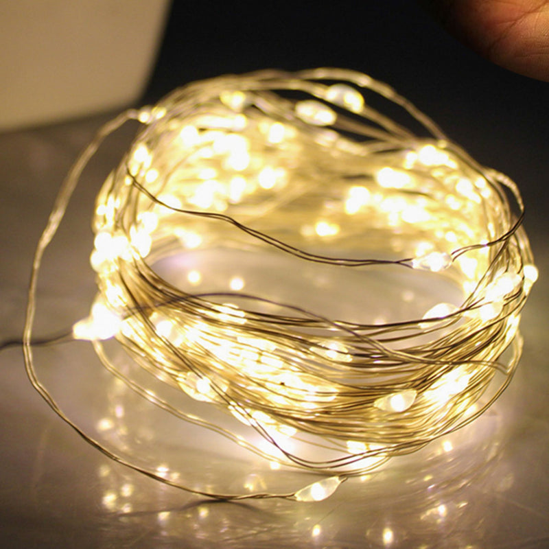 Cordão Pisca Pisca Led Fio de Fada 100L 10M a Pilha Iluminação Natal Casamentos Festas