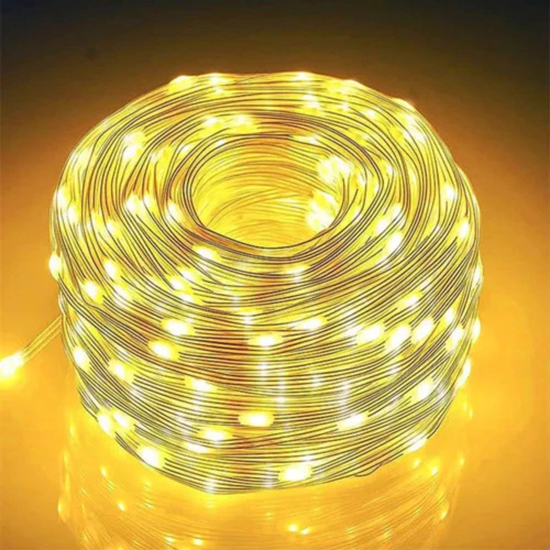 Cordão Pisca Pisca Led 50M 8 Modos 110V Tomada Decoração Iluminação Natal Natalina