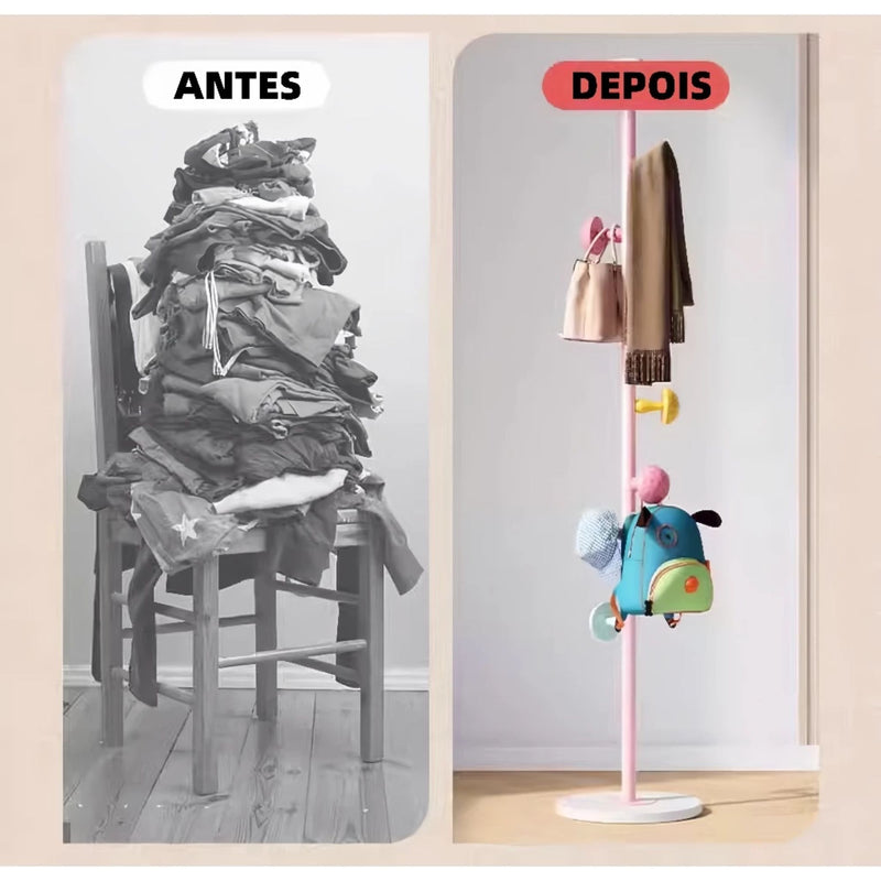 Cabideiro Mancebo de Chão com 7 Ganchos 169cm Cogumelo para Chapéu Casaco Bolsa