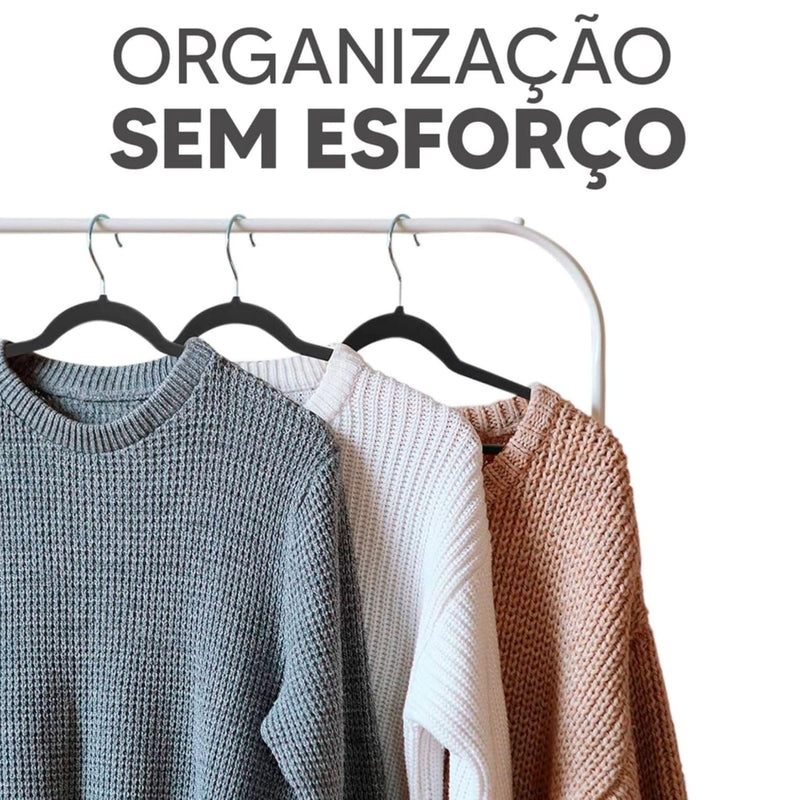 Kit 10 Cabides de Veludo Slim Adulto Antideslizante Ultrafino para Roupas Camisas Calças Vestido