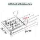 Kit 3 Cabide Multifuncional 5 Divisórias Retrátil Inox para Calças Bermudas Saias Gravatas