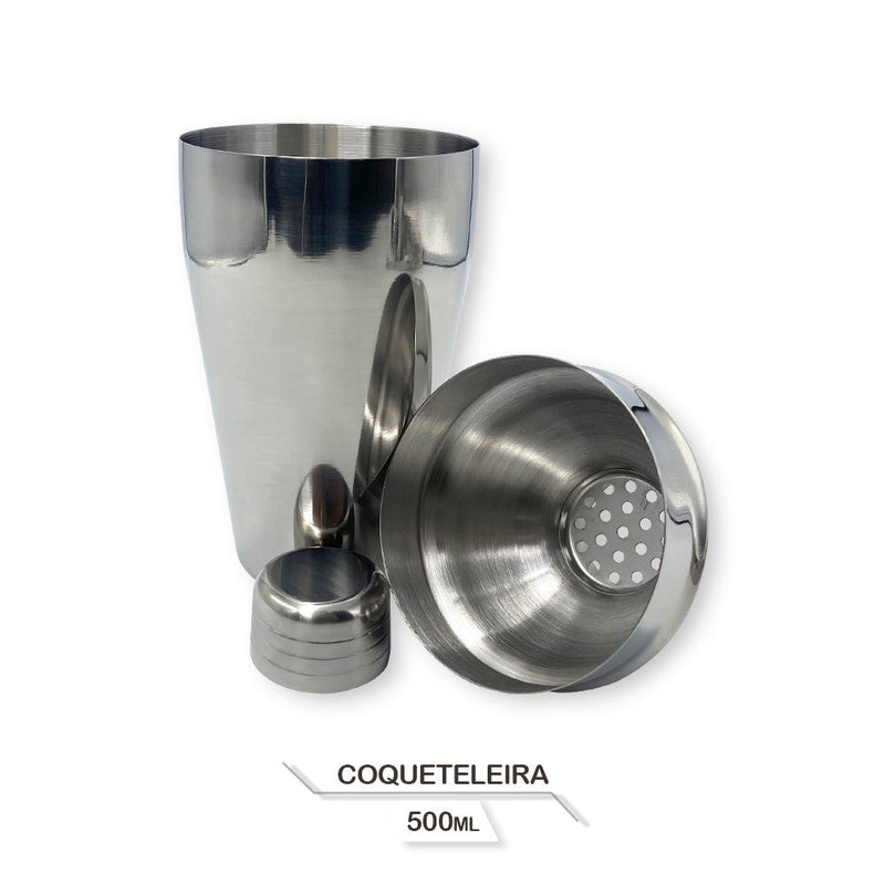 Kit Bar 5pçs Coqueteleira Profissional Aço Inox 550ml Caipirinha - Presente Park