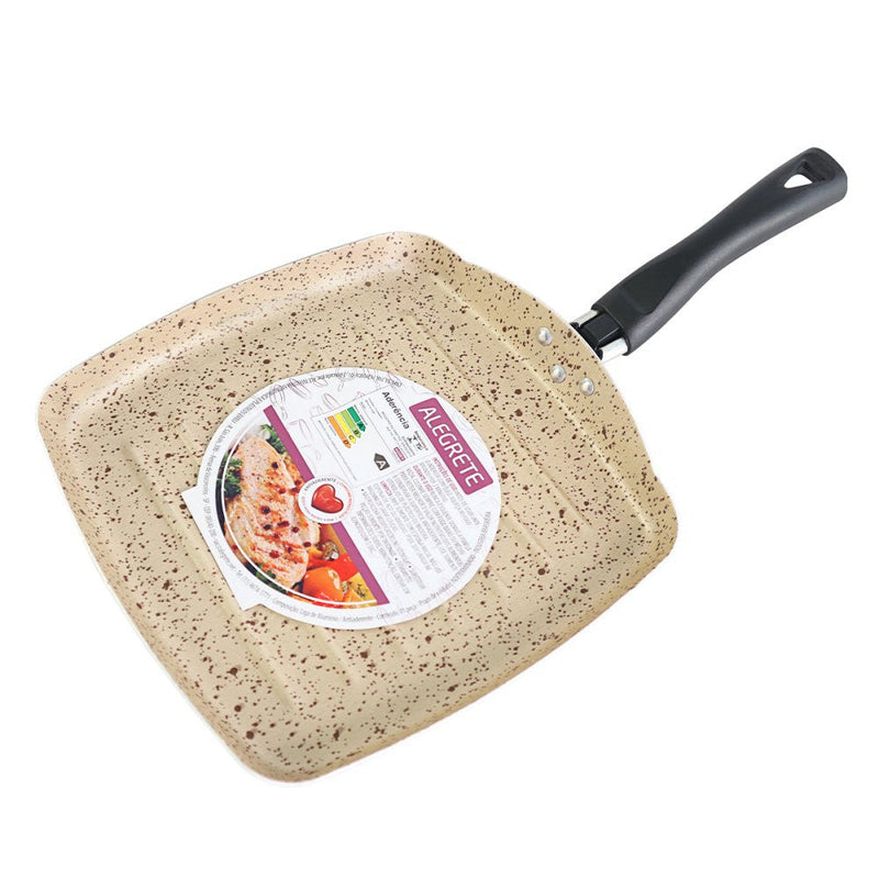 Frigideira Colore Grill Bistequeira 24cm Quadrada Bege Stone - Presente Park