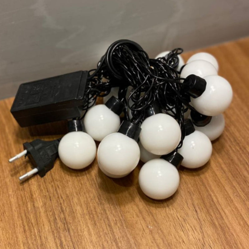 Cordão de Lâmpadas Luminária Varal Pisca Pisca Led Lux Fixa 4M 20 Bolas 110V Natal Ano Novo Eventos