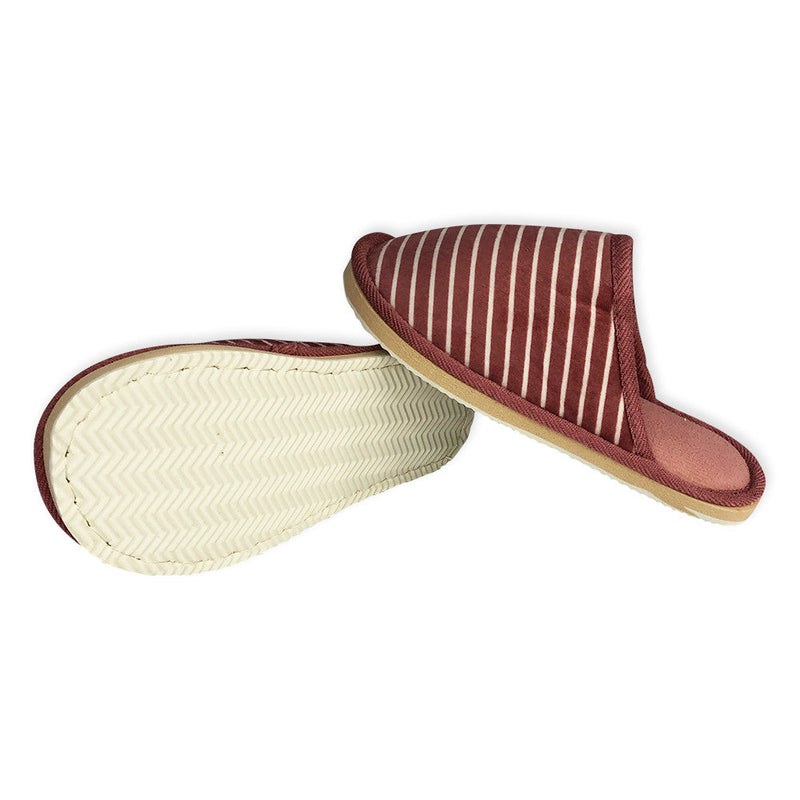 Pantufa Feminina com Listras Rosa - Presente Park