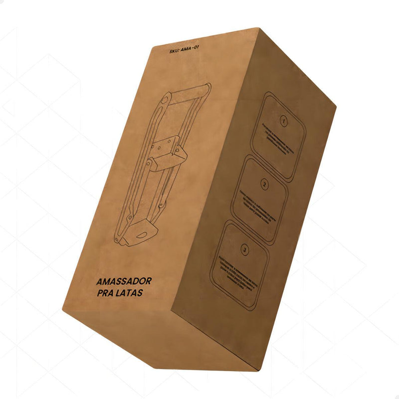 Amassador De Lata Latinha Latão De Cerveja 350ml e 475ml Alumínio Com Abridor De Garrafas Preto - Presente Park