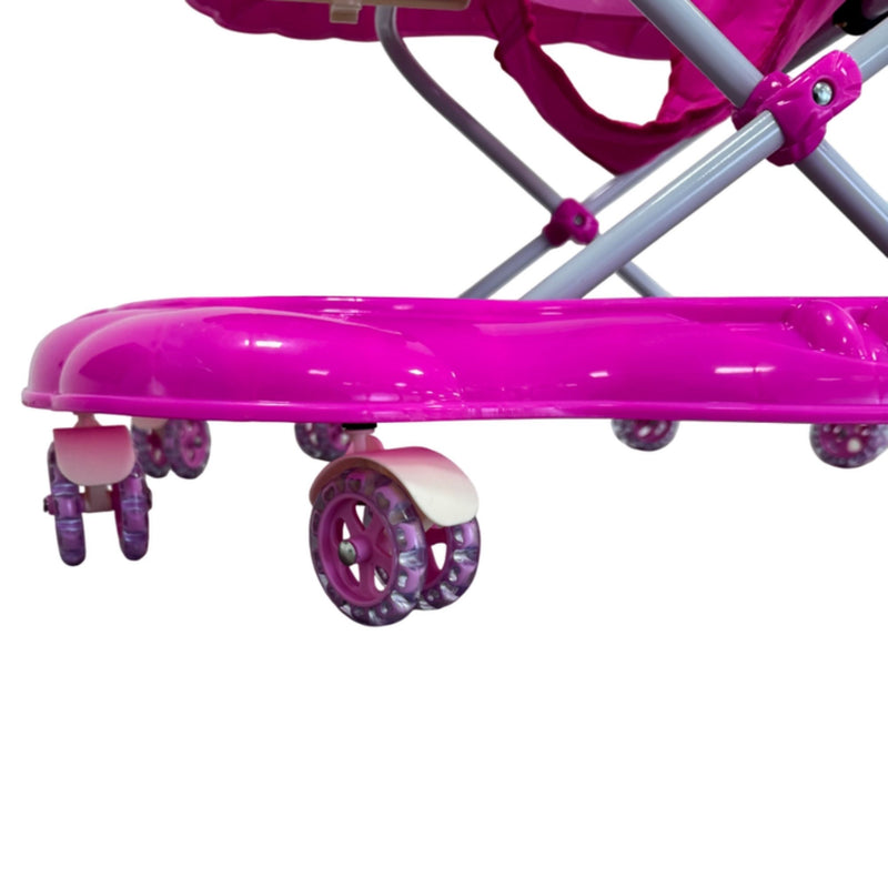 Andador Infantil de Bebê Rosa para Menina Dobrável Com Brinquedos Interativo e Educativo