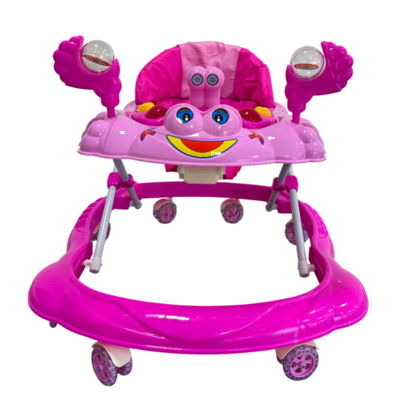 Andador Infantil de Bebê Rosa para Menina Dobrável Com Brinquedos Interativo e Educativo