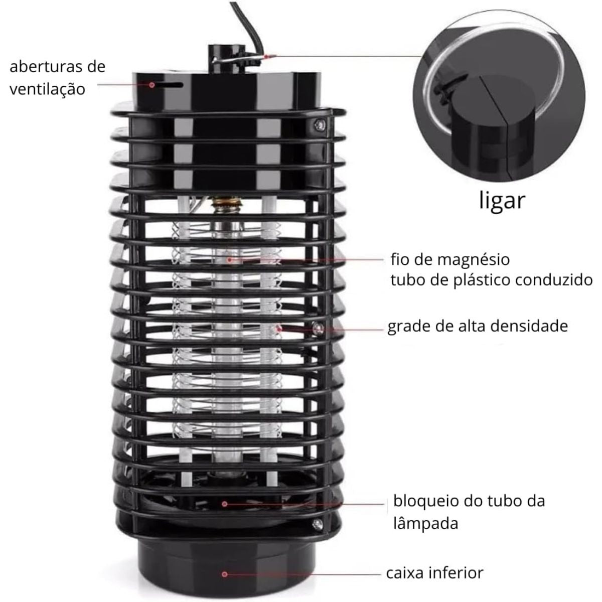 Armadilha Para Pernilongo Repelente Elétrico Moscas Mata Insetos Lâmpada Luminosa Anti Mosquitos