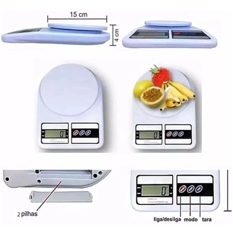 Balança Digital De Cozinha Eletronica Até 10Kg - Ideal Para Pesar Alimentos, Comida, Culinaria