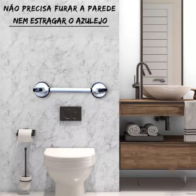 Barra De Apoio 60cm Com Ventosa Para Idosos Gestante Banheiro Deficientes Alça Portátil De Sucção Box Corrimao Resistent - Presente Park