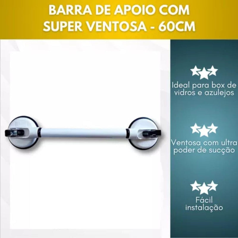Barra De Apoio 60cm Com Ventosa Para Idosos Gestante Banheiro Deficientes Alça Portátil De Sucção Box Corrimao Resistent - Presente Park