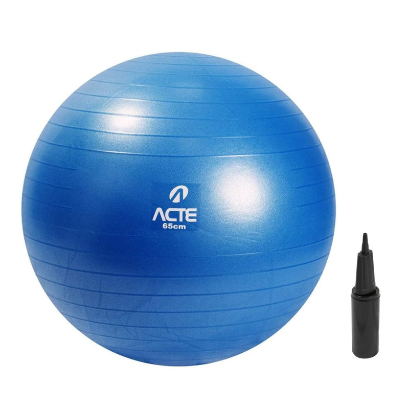 Bola Suiça Grande 65cm Com Bomba de Ar Inclusa - Ideal Para Pilates, Academia, Yoga, Ginástica, Exercícios, Treino em Casa, Fisioterapia Azul