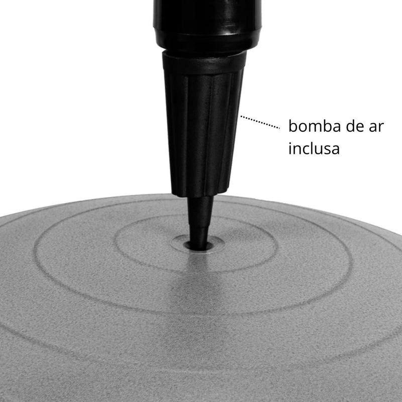 Bola Suiça Grande 65cm Com Bomba de Ar Inclusa - Ideal Para Pilates, Academia, Yoga, Ginástica, Exercícios, Treino em Casa, Fisioterapia Cinza