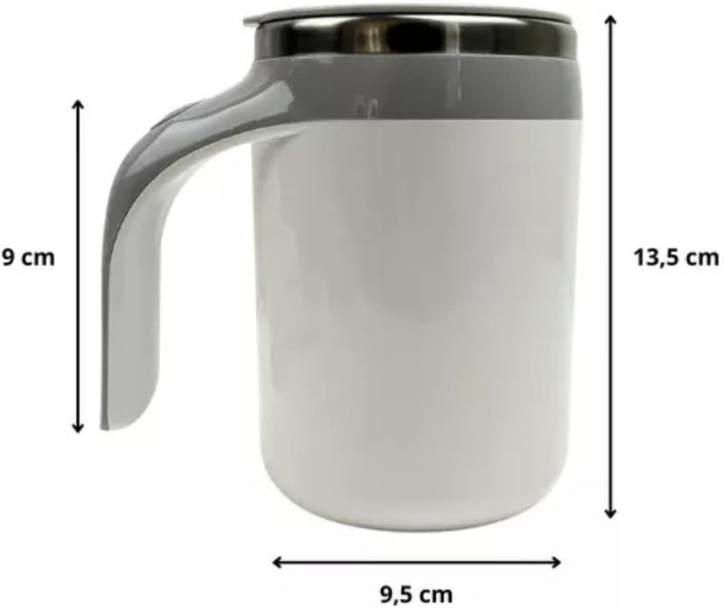 Caneca Copo Mixer Térmico Recarregável USB Inox Misturador Automático 380ml Com Tampa Xícara Elétrico Mistura Automática - Presente Park