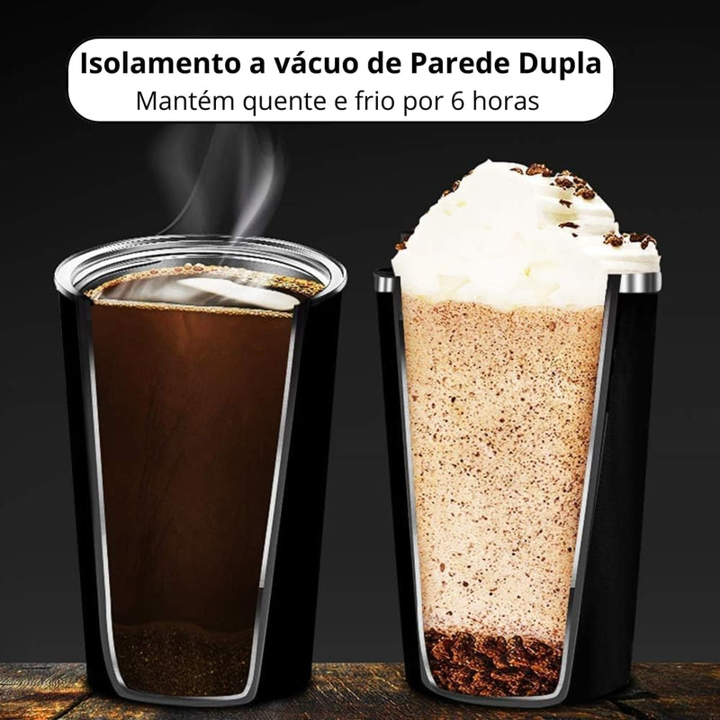 Caneca térmica de 380 ml Coffee, Com Tampa, De Aço Inoxidável - Presente Park