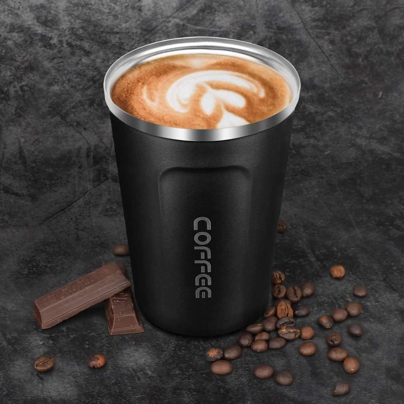 Caneca térmica de 380 ml Coffee, Com Tampa, De Aço Inoxidável - Presente Park