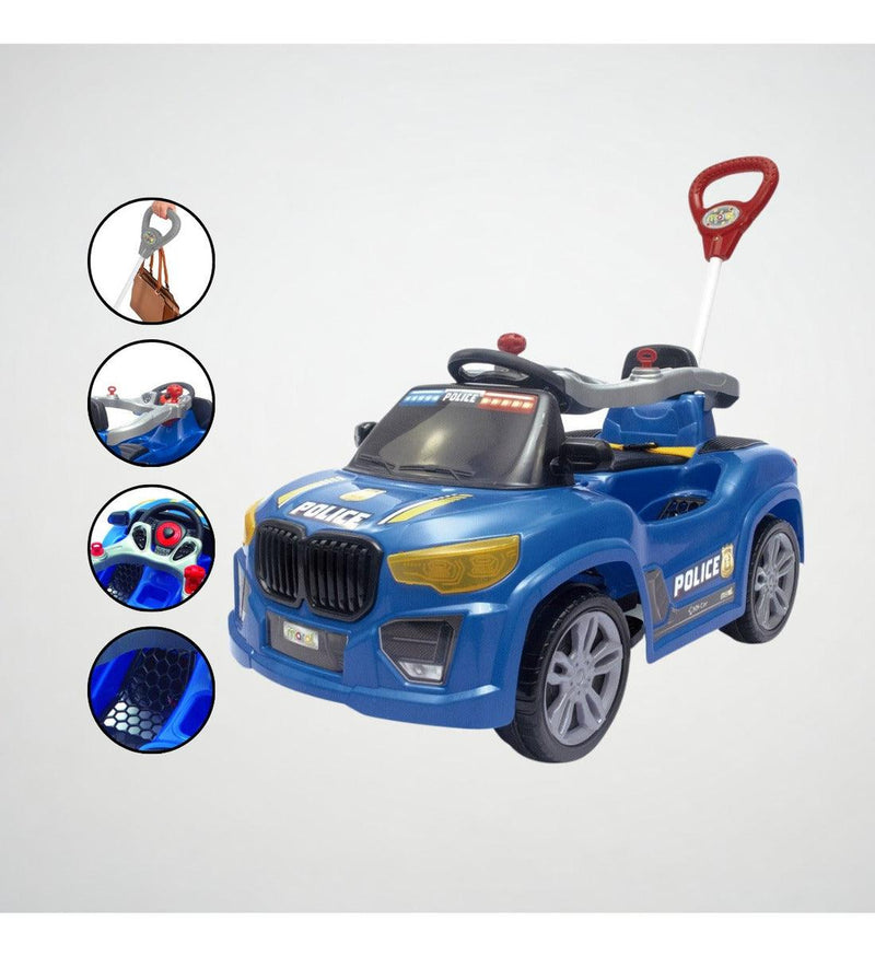 Carrinho Infantil De Empurrar Bebe 2 em 1 Com Pedal e Marcha Crec Carro Passeio Até 30 Kg Azul - Presente Park