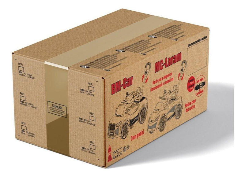 Carrinho Infantil De Empurrar Bebe 2 em 1 Com Pedal e Marcha Crec Carro Passeio Até 30 Kg Azul - Presente Park