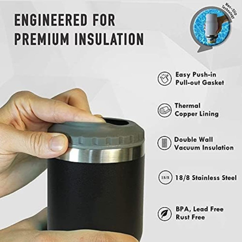 Copo Porta Cerveja Térmico Suporte Garrafa Térmica De Lata Latinha Latão Long Neck Aço Inox Refrigerador Isolado Isolador - Presente Park