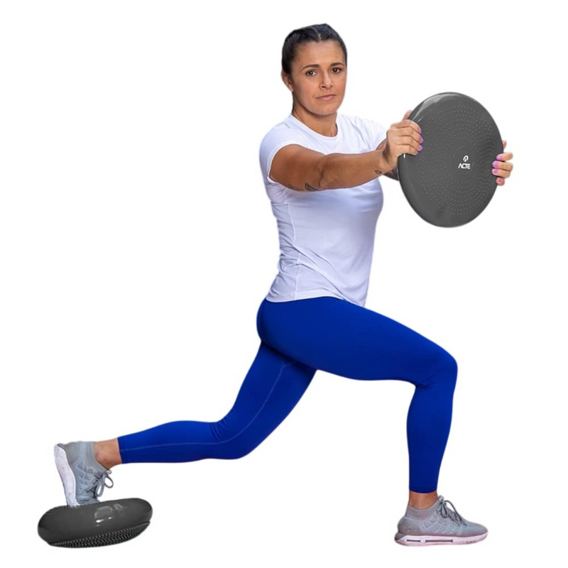 Disco De Equilíbrio Inflável Com Bomba de Ar Inclusa, Ideal Para Yoga, Academia, Musculação, Pilates, Fisioterapia, Exercícios Funcionais Cor Cinza