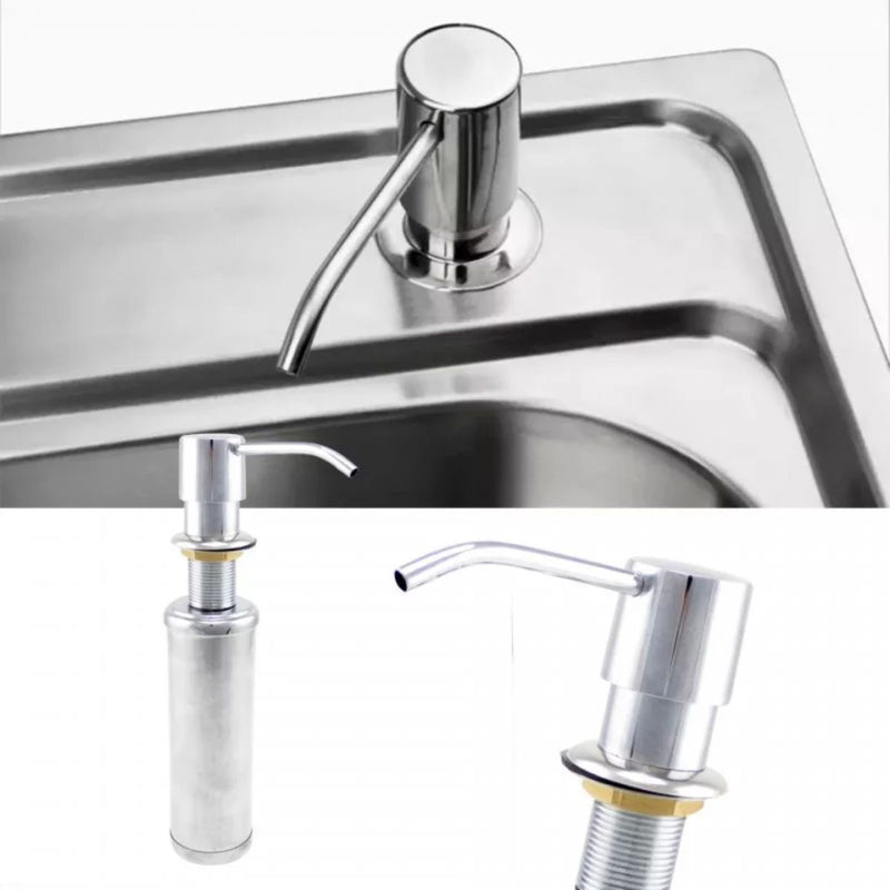 Dispenser Dosador De Detergente Porta Sabão Líquido De Embutir Inox 250ml - Ideal Para Pia, Banheiro, Cozinha, Bancada