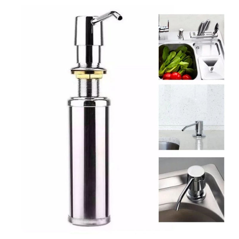 Dispenser Dosador De Detergente Porta Sabão Líquido De Embutir Inox 250ml - Ideal Para Pia, Banheiro, Cozinha, Bancada