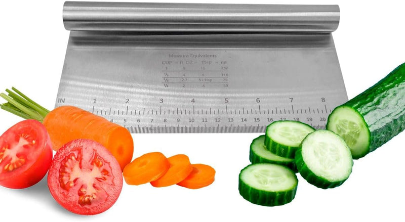 Espátula Inox Culinária com Régua 22cm Cortador e Raspador Multifuncional para Massa Legumes Pizza Pão e Chocolate - Presente Park